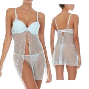 NWT Flora by Flora Nikrooz Rosie Babydoll 2 Piece Lingerie Set - Size L